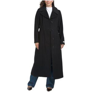 ANNE KLEIN Wool Blend Long Single Breasted Coat